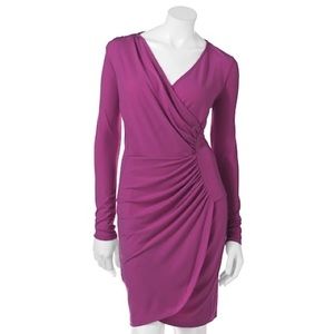 Ruched Faux Wrap Dress